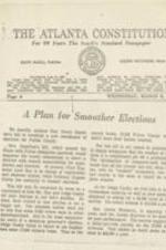 Articles about Grace Hamilton's election bill for smoother elections in Fulton County. 2 pages.