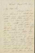 A letter to John Brown from Franklin B. Sanborn, discussing the letter Brown wrote in a newspaper and the current situation in Kansas. [Possibly referring to "Bleeding Kansas" and Border ruffians sacking Lawrence, Kansas]. 3 pages.