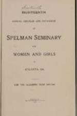 Catalog of Spelman Seminary 1899-1900