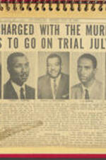 Scrapbook page containing a newspaper clipping describing a murder trial in which John H. Ruffin, Jr. was retained by the NAACP to represent the accused.