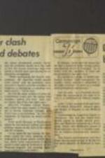 Article on the status of the proposed presidential debates between Jimmy Carter and President Ford. Carter speaks on the need for the president to have closer control over the Federal Reserve Board, while Ford meets with his Cabinet and Carter campaigns for votes. 1 page.