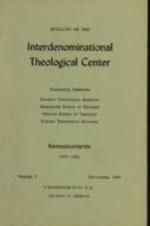 Bulletin of the Interdenominational Theological Center Vol. 1, September 1959