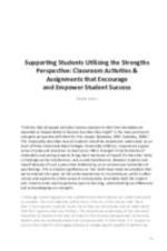 Supporting Students Utilizing the Strengths Perspective: Classroom Activities & Assignments that Encourage and Empower Student Success