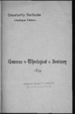 Quarterly Bulletin Catalogue Edition: Gammon Theological Seminary 1894