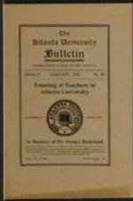 The Atlanta University Bulletin (newsletter), s. II no. 38: Training of Teachers in Atlanta University, January 1920