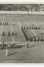 The Clark College Marching Band perform at a football game.