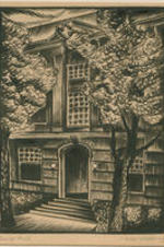 A print made by Hale Woodruff of Morehouse College's Sale Hall.