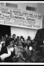 Maynard Jackson speaks at the 22nd Annual Ecumenical service for the Martin Luther King Jr. national holiday.