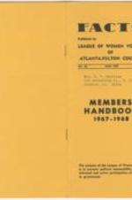 Handbook of the League of Women Voters of Atlanta-Fulton County discussing history, principles, policy, and participation within the group. 10 pages.