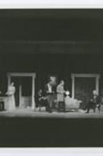 View of actors on stage; written on verso: 1967, "In Splendid Error" by William Branch, Directed by Baldwin W. Burroughs, Scenery by Luis Maza.