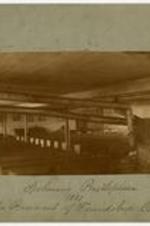 Interior view of Friendship Baptist Church. Written on recto: Spelman's Birthplace 1881 The Basement of Friendship Church. Spelman Seminary started here April 11, 1881 with eleven pupils.