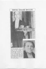 Photocopy of a newspaper clipping containing photos of Elizabeth McDuffie and Incarnation Rodriguez on the occasion of a state dinner for King George VI and Queen Elizabeth.