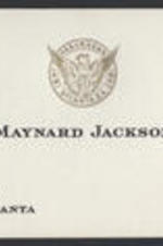 A business card for Maynard Jackson.