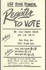 A flyer promoting voter registration. 1 page.