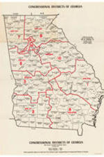 Map of congressional districts of Georgia with county and district population figures.