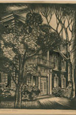 A print made by Hale Woodruff entitled "Science Hall."