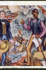 A color slide of the third panel of the Amistad murals at Talladega College.