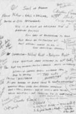 Notes by Joseph E. Lowery for a speech titled "Soul of America", in which he outlines the topics of "politics of oil dependence", "connection - political right and religious right", and "prison - militarism". 1 page.