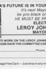 A sign-up card advertising Leroy Johnson's campaign.