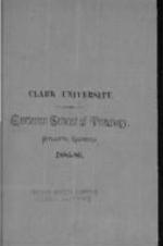 Clark University: Gammon School of Theology 1885-1886
