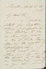 A letter to John Brown from Franklin B. Sanborn, about travel to Boston and Springfield, Massachusetts. 3 pages.