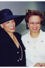 View of Johnnetta B. Cole and Audrey F. Manley. Written on verso: Commencement 1999, Johnnetta B. Cole, Honorary Degree Recipient.
