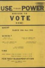 A flyer promoting various places in Miami to register to vote and offering free transportation. 1 page.