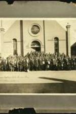 A large group gathered outside of a church. Written on recto: Tennessee Baptist State Convention, Jackson, Tenn. October, 1922.