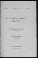 The Atlanta University Bulletin (catalogue), s. III no. 22:1937-1938; Announcements 1938-1939