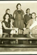 Group portrait of the Henderson family.  Appearing (left to right) are Anna Henderson, Dwight Cedric Henderson, Wyonella Marie Henderson, David Wayne Henderson, Dr. Vivian Wilson Henderson, and Kimberly Anne Henderson.