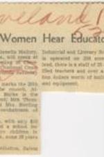 "Negro Women Hear Educator" article on Miss Arneia Cornelia Mallory speaking at the annual meeting of the Cleveland Branch of National Council of Negro Women. 1 page.
