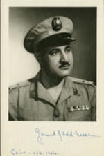 Portrait of Gamal Nasser autographed.
