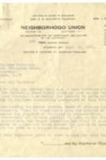 Correspondences between Mrs. L. B. Hope, Dr. Wallace Buttrick, and Walter R. Chivers about the Community Chest and Neighborhood Union Constitution. 3 pages.