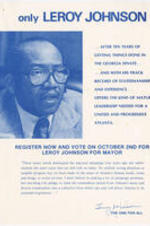 A Leroy Johnson  for mayor campaign flier.