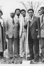 Southern Christian Leadership Conference President Joseph E. Lowery is shown with others at a groundbreaking ceremony for the Wesley Plaza housing development. A photo from this event is featured on page 71 of the June-July 1981 SCLC Magazine issue: http://hdl.handle.net/20.500.12322/auc.199:07018.