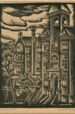 A print made by Hale Woodruff of Morehouse College's Graves Hall.