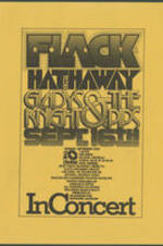 A flier advertising a Roberta Flack, Donny Hathaway, and Gladys Knight and the Pips concert.