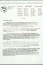 A letter to friends and allies from the American Federation of Labor and Congress of Industrial Organizations (AFL-CIO) regarding legislation to block the Occupational Safety and Health Administration (OSHA)'s Ergo Standard from addressing the effects of ergonomic hazards on workers, especially women. 6 pages.