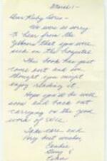 Get-well letter to Ruby Doris Smith from Guy Carawan, Candie Carawan, and Evan. 2 pages.