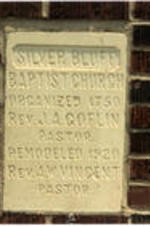 Cornerstone of the Silver Bluff Baptist Church in Jackson, South Carolina.