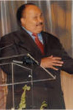 Martin Luther King, III is shown speaking at the 33rd Annual SCLC/W.O.M.E.N. Drum Major for Justice Awards dinner.
