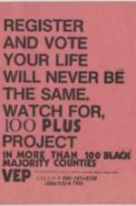 A flyer encouraging people to vote in specific counties in southern states.