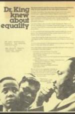 "Dr. King Knew About Equality" ERA flier about Dr. King's relationship with equal rights. 1 page.