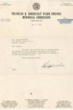 A letter to Elizabeth McDuffie regarding her donation of President Franklin Roosevelt's shaving brush. Written on verso: Ans.; Call for Miss Tamie; Hemlock-4273-W.; Lola, Ve. 8905-1st Ring; 15; 6 o'clock.
