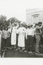 Ku Klux Klan members protesting in Decatur, Alabama.