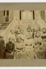 View of students on the steps of Packard Hall in 1901.