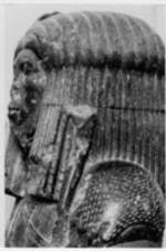 The profile of an Egyptian statue.
