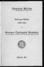 Quarterly Bulletin Catalogue Edition 1908-1909 of Gammon Theological Seminary