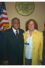 Joseph and Evelyn Lowery pose for a photo with Georgia state representatives Lynn Smith and Tyrone Brooks.