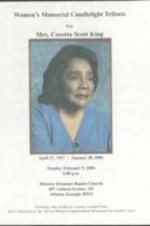 A program for a Women's Memorial Candlelight Tribute held for Coretta Scott King at Ebenezer Baptist Church in Atlanta, Georgia on February 5, 2006. 4 pages.